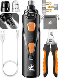 Whisper Quiet Dog Nail Grinder with 4 LED Lights, Safe & Stress-Free for Sensitive Dogs Cats of All Breeds & Sizes, 3 Grinding Bits, 3-Speed, Pet Nail Trimmers, Rechargeable Painless Grooming Kit