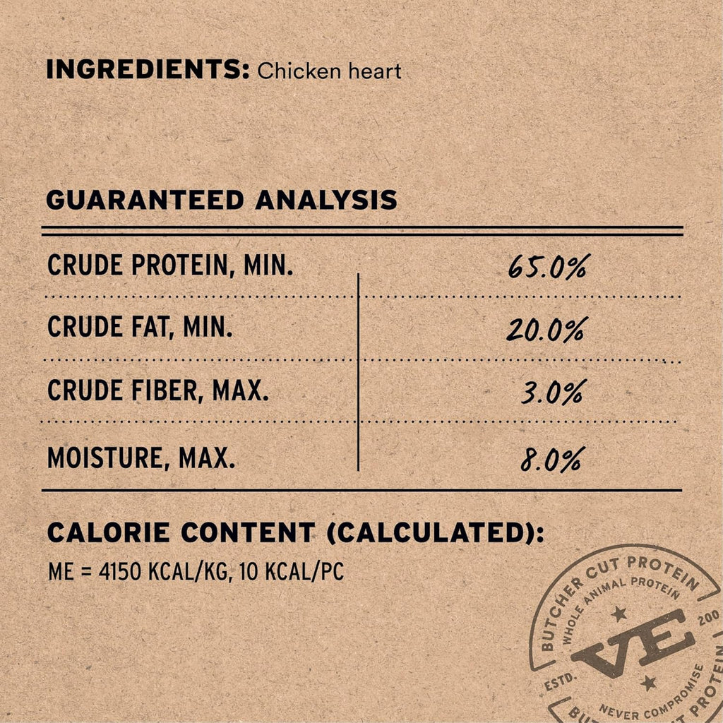 Freeze Dried Raw Chicken Hearts Cat Treats | Single Ingredient | Premium Quality | Grain Free, Healthy Treats for Cats, 0.8 Oz Bag