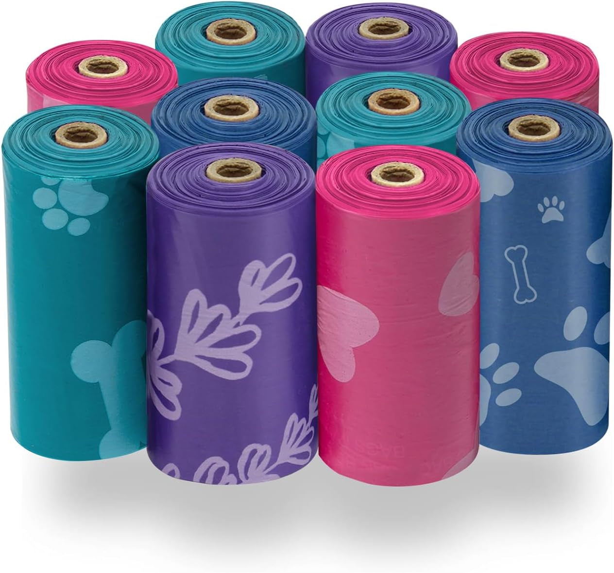 Dog Poop Bags for Waste Refuse Cleanup, Doggy Roll Replacements for Outdoor Puppy Walking and Travel, Leak Proof and Tear Resistant, Thick Plastic - Assorted, 150 Bags
