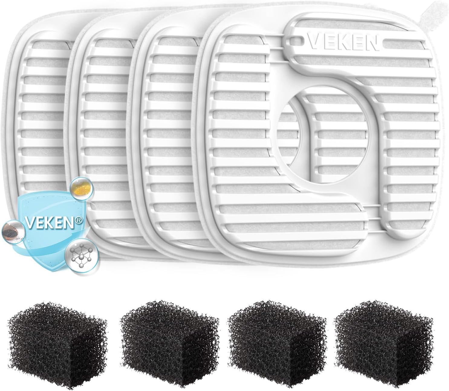 Cat Water Fountain Filters, 8 Pack Replacement Filters & 8 Pack Replacement Pre-Filter Sponges Set for 50Oz, 84Oz, 95Oz or 108Oz Automatic Pet Fountain Dog Water Dispenser