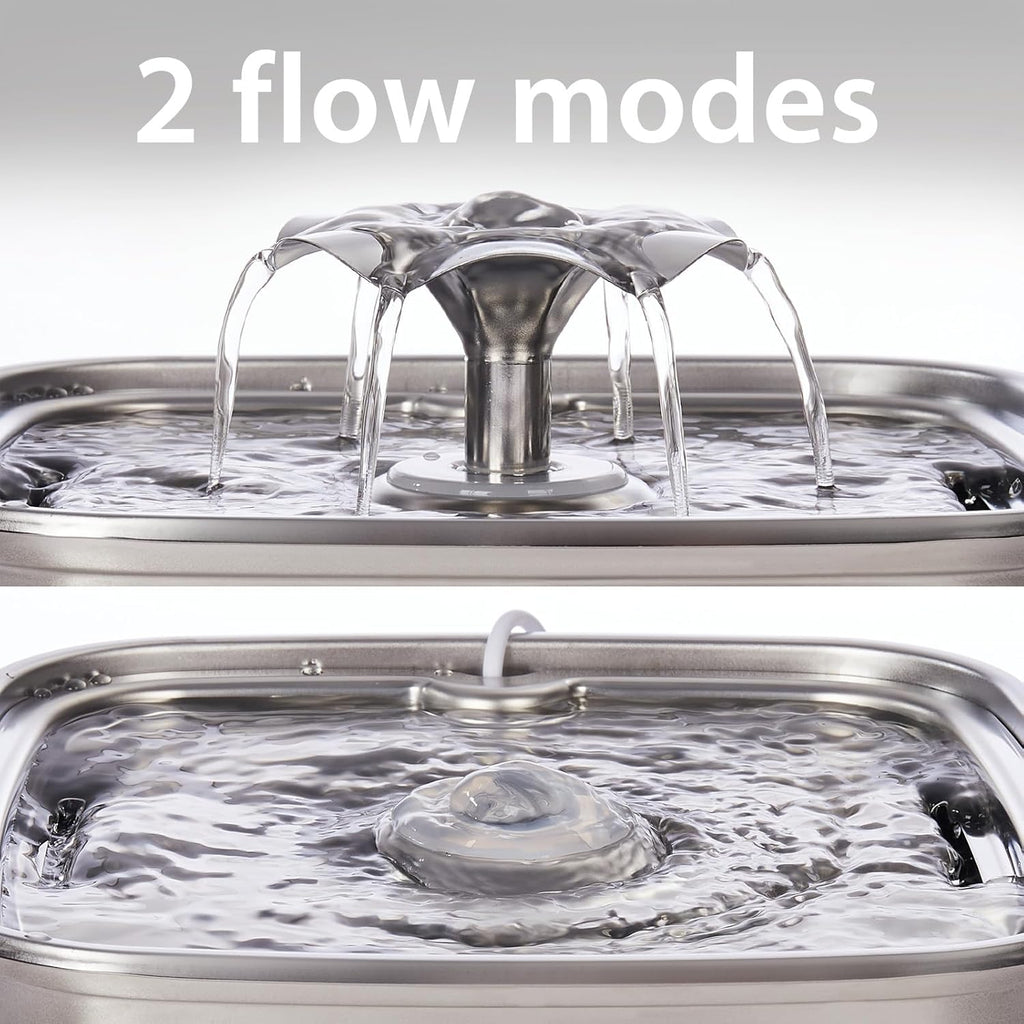 Innovation Award Winner Stainless Steel Cat Water Fountain, 108Oz/3.2L Automatic Pet Fountain Dog Water Dispenser with 3 Replacement Filters & Silicone Mat, Gifts for Cats, Dogs (Silver)