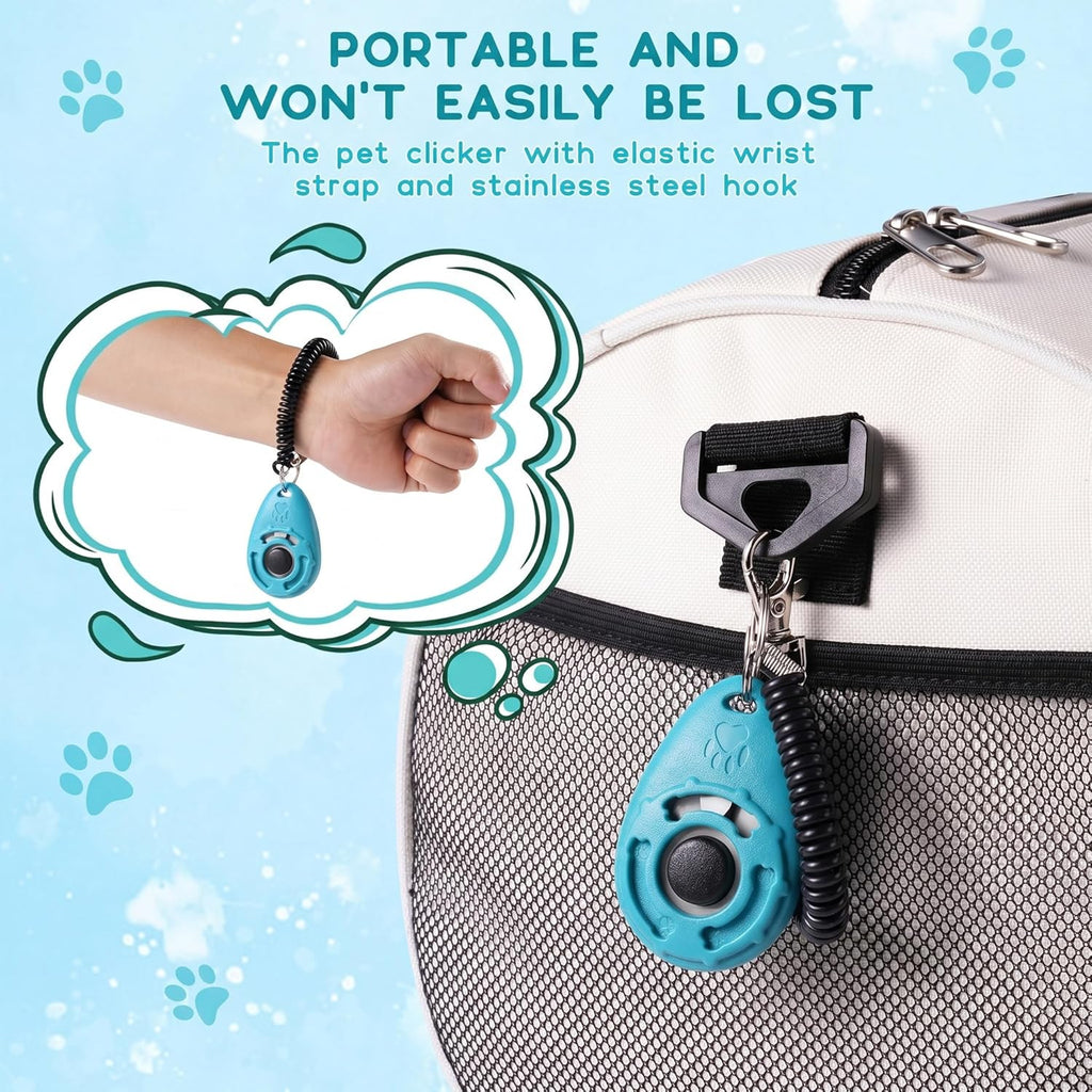Dog Training Clicker with Sring Wrist and Keyring - Pet Dog Training Clickers for Puppy, Cat, Potty, Bird, Horse, Pet, Trainer Training Tools, Behavior Aids