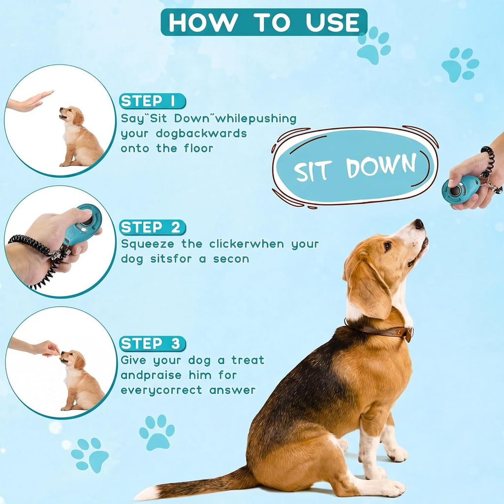 Dog Training Clicker with Sring Wrist and Keyring - Pet Dog Training Clickers for Puppy, Cat, Potty, Bird, Horse, Pet, Trainer Training Tools, Behavior Aids